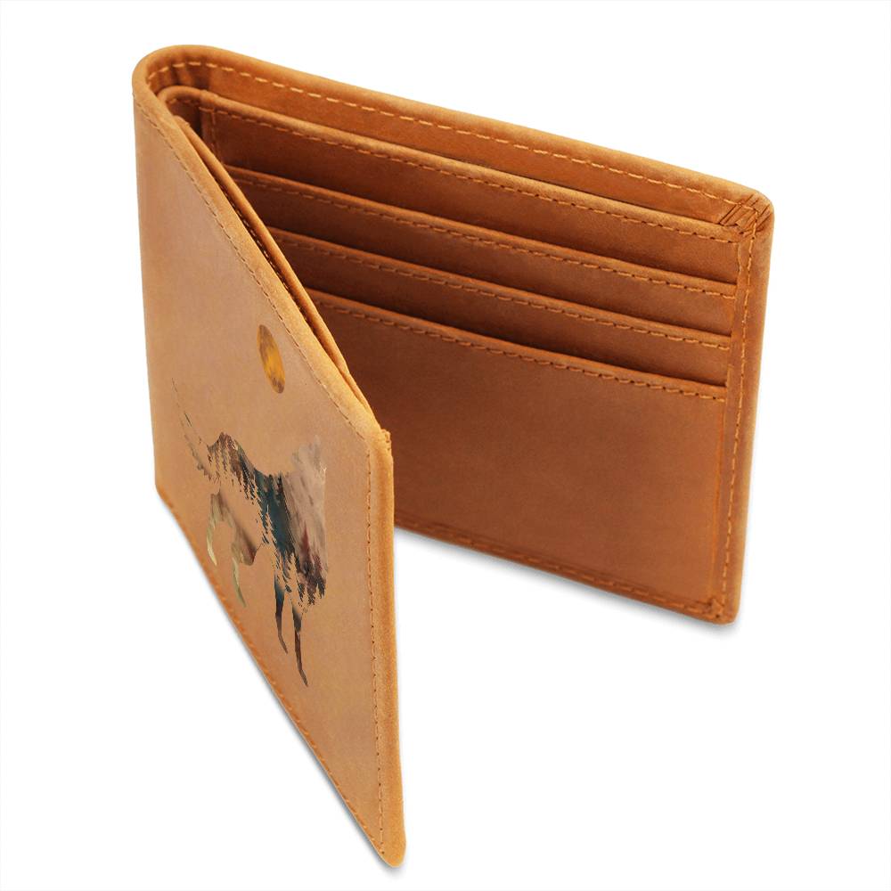 Howling Wolf Leather Wallet | Gift for Men