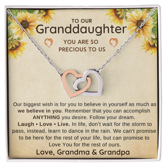 Granddaughter Necklace - Follow Your Dreams - From Grandma & Grandpa |  Unique Heartfelt Gift | Sunflower GDGP10IH