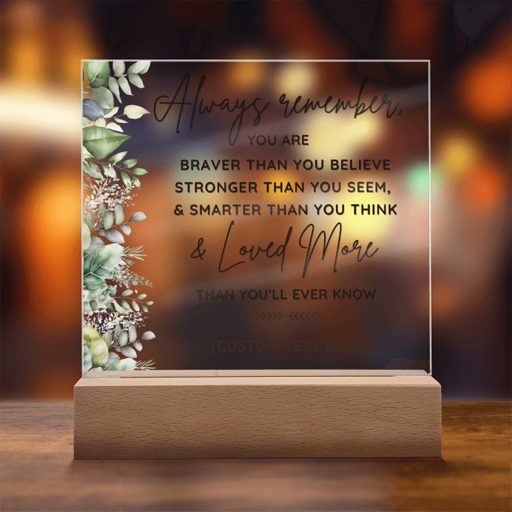 Always Remember Acrylic Plaque with LED Lamp Option