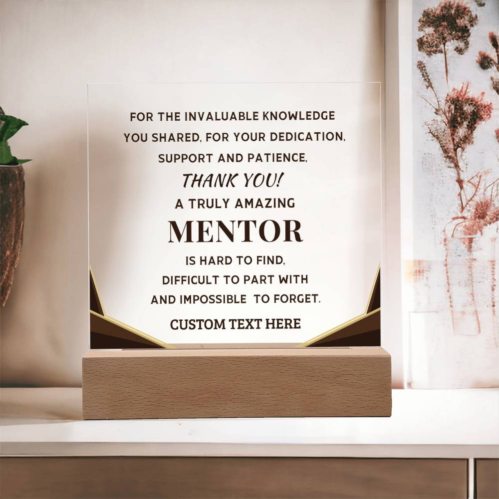 Mentor Appreciation Thank You Gift - Custom Acrylic LED Plaque