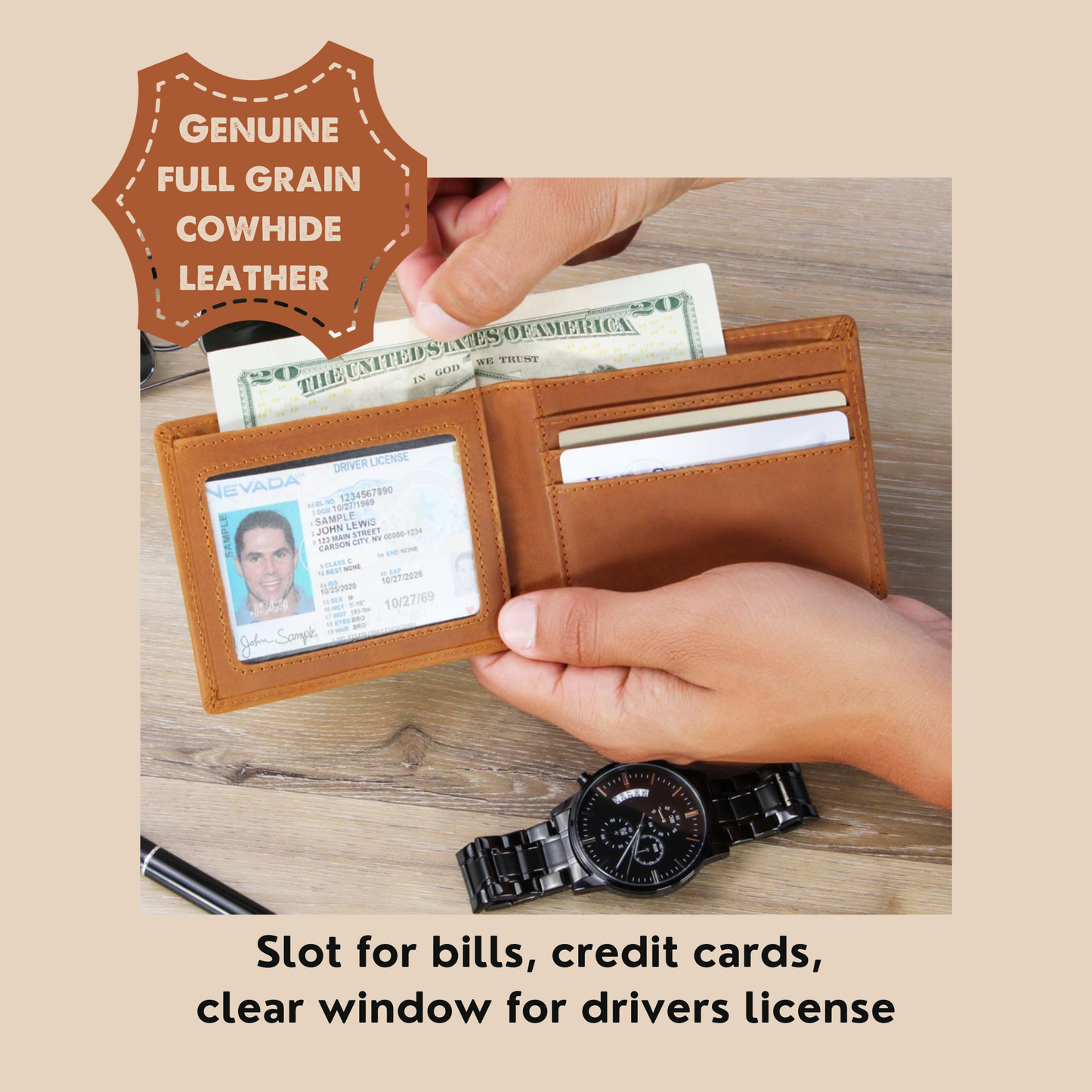 Bear Leather Wallet | Gift for Men