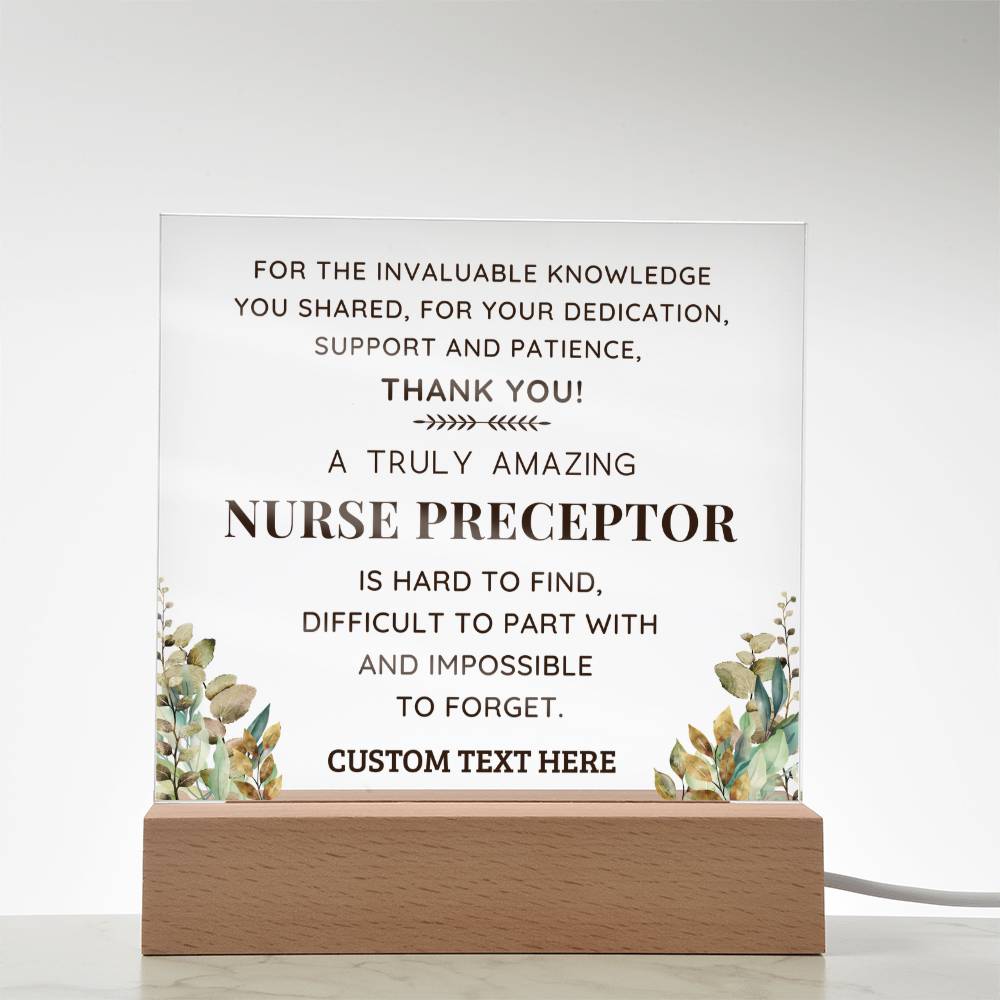 Nurse Preceptor Personalized Gift - Custom Acrylic LED Plaque