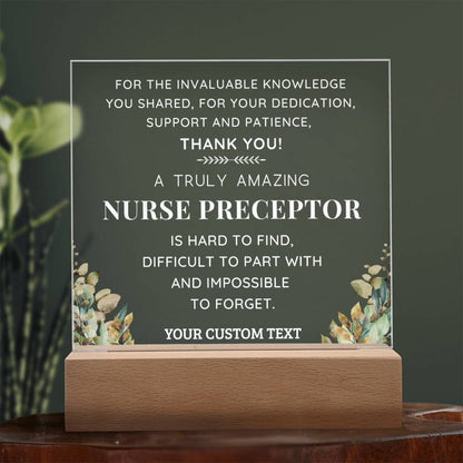Nurse Preceptor Personalized Gift - Custom Acrylic LED Plaque
