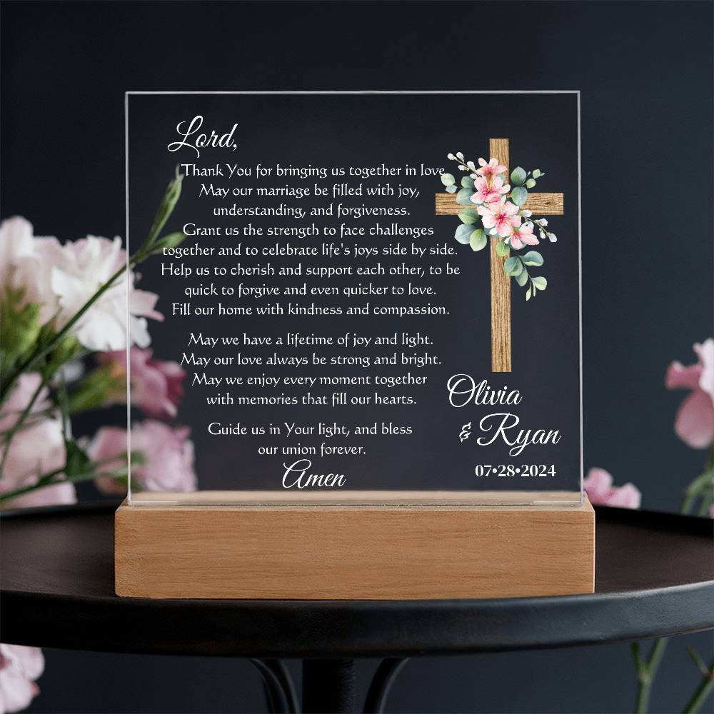 Custom Marriage Prayer for Bride and Groom - Personalized Wedding Gift for Newlyweds