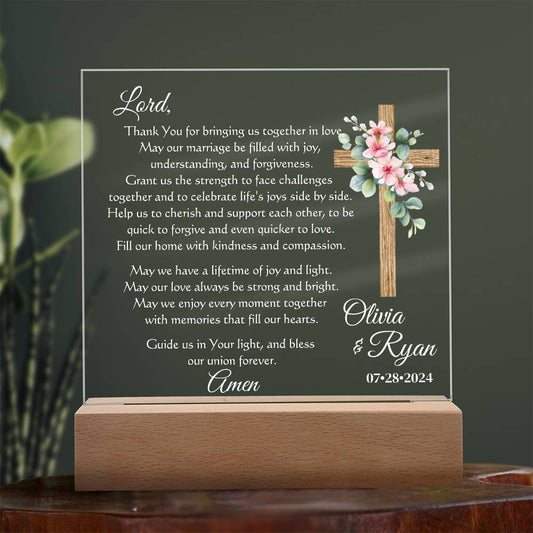 Custom Marriage Prayer for Bride and Groom - Personalized Wedding Gift for Newlyweds