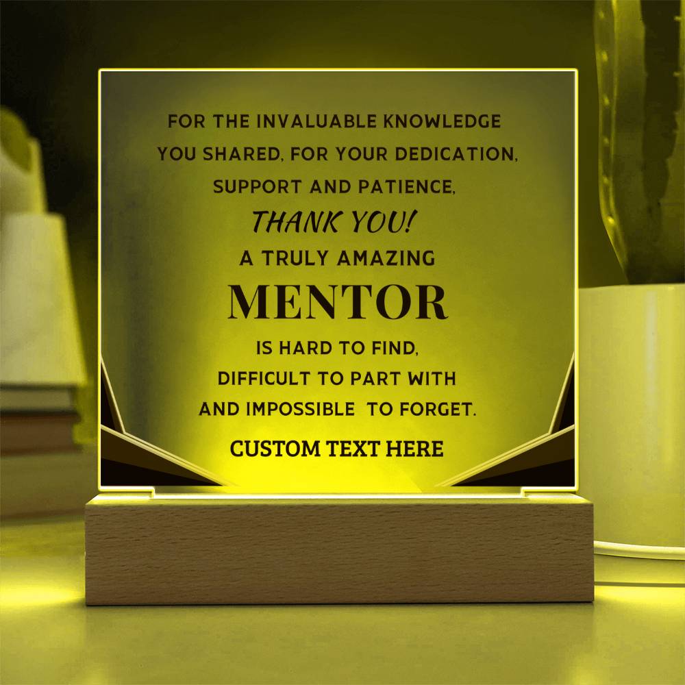 Mentor Appreciation Thank You Gift - Custom Acrylic LED Plaque