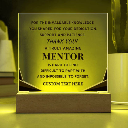 Mentor Appreciation Thank You Gift - Custom Acrylic LED Plaque