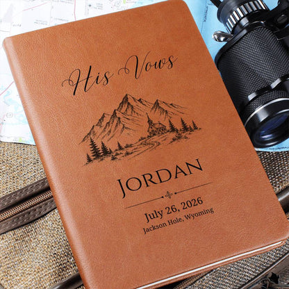 Wedding Vow Books for Couple, Personalized Country Mountain Engagement Gift