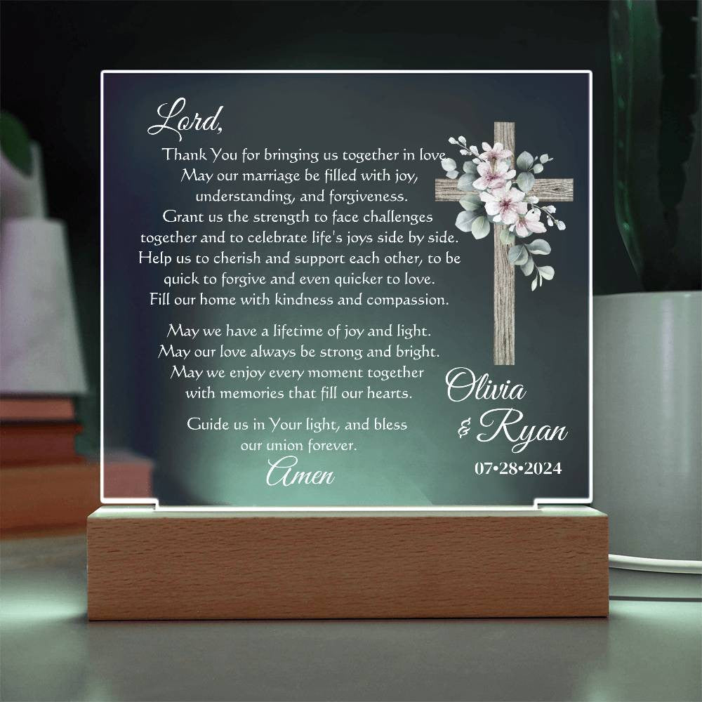 Custom Marriage Prayer for Bride and Groom - Personalized Wedding Gift for Newlyweds