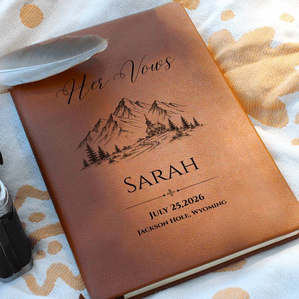 Wedding Vow Books for Couple, Personalized Country Mountain Engagement Gift