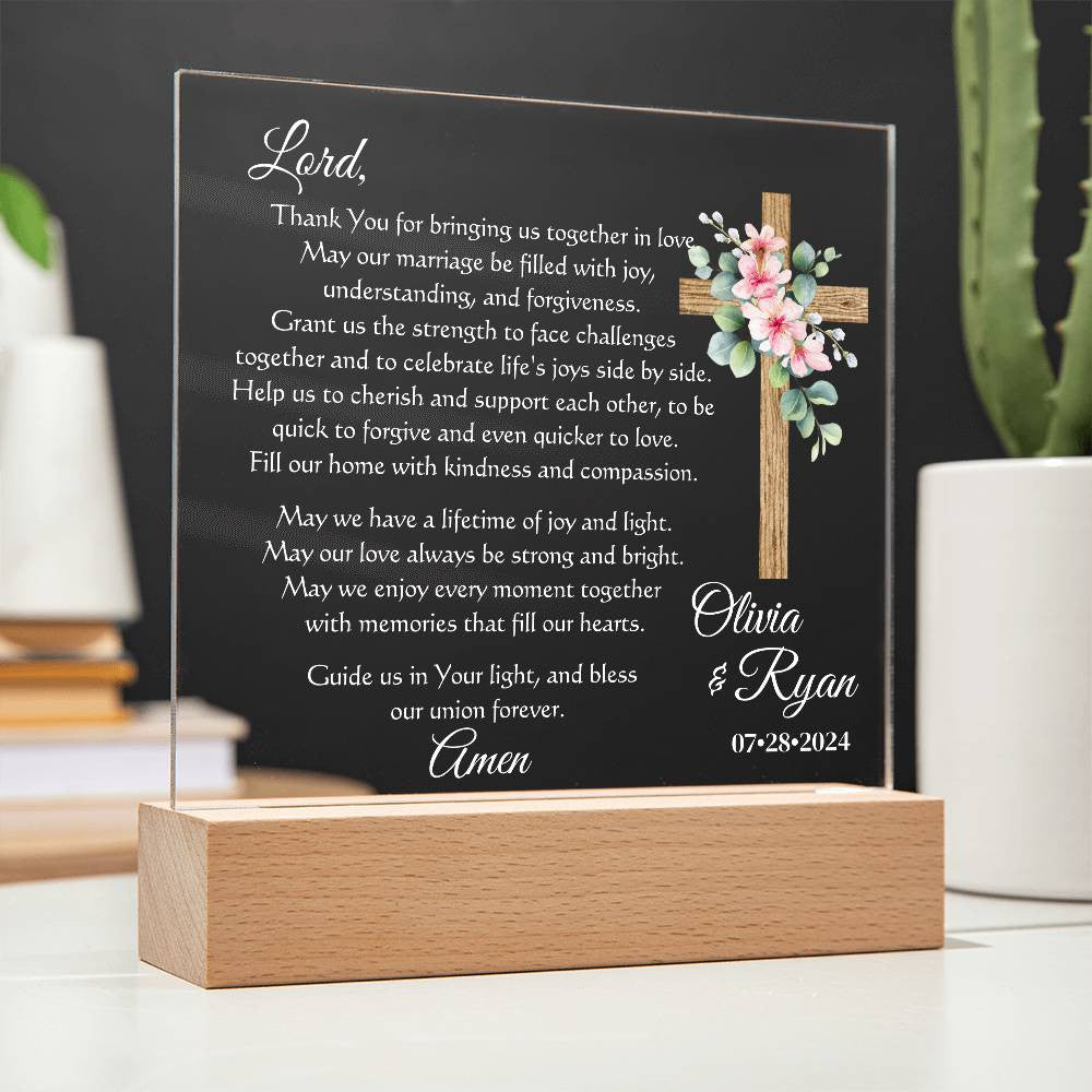 Custom Marriage Prayer for Bride and Groom - Personalized Wedding Gift for Newlyweds