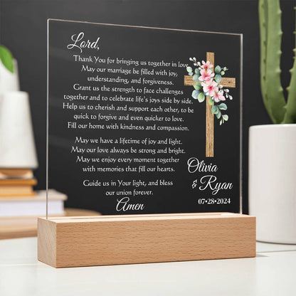 Custom Marriage Prayer for Bride and Groom - Personalized Wedding Gift for Newlyweds