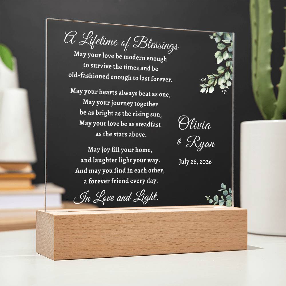 Wedding Blessing Prayer for Newlyweds - Personalized Keepsake