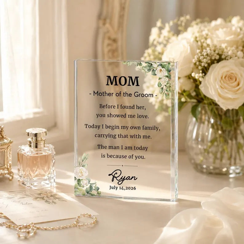 Mother of the Groom  Wedding Gift from Son, Personalized Acrylic Block Plaque