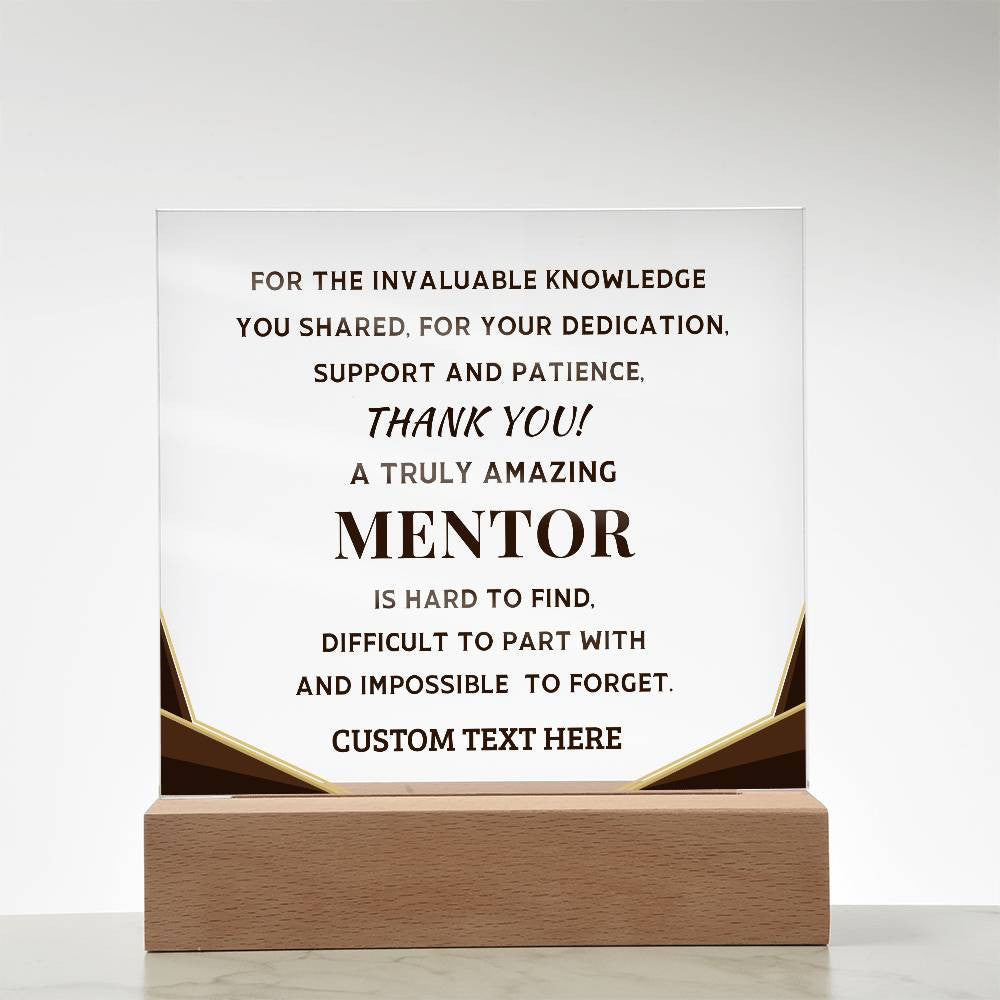 Mentor Appreciation Thank You Gift - Custom Acrylic LED Plaque
