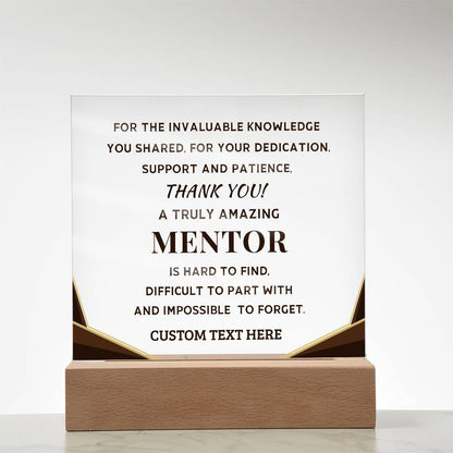 Mentor Appreciation Thank You Gift - Custom Acrylic LED Plaque
