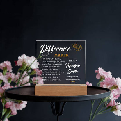 Difference Maker Personalized Gift for Employee, Impact Creator Award Plaque, Corporate Appreciation, Executive Leader Recognition