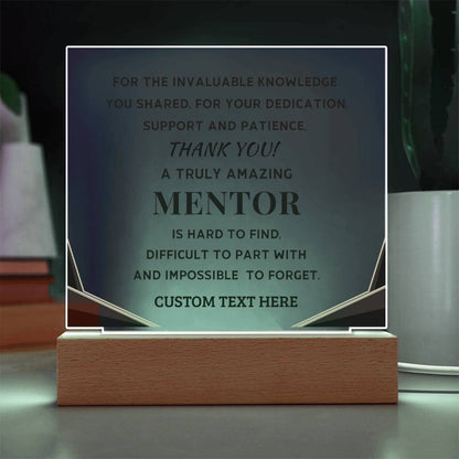 Mentor Appreciation Thank You Gift - Custom Acrylic LED Plaque