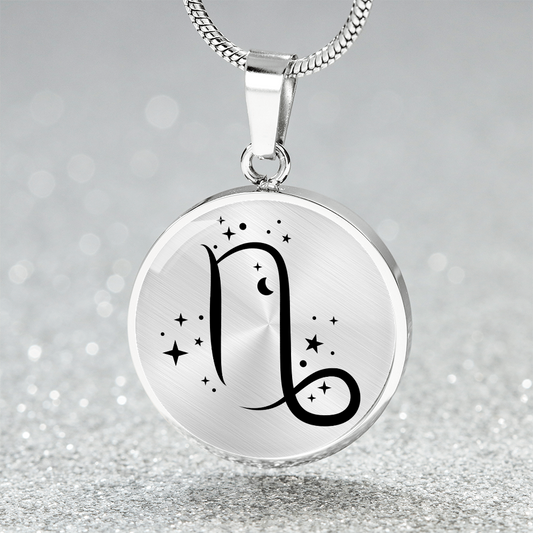 Capricorn No Name Black Circle Graphic Necklace