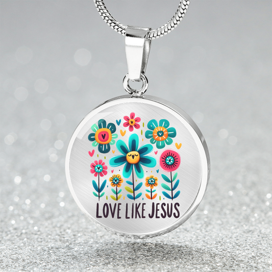 Love like Jesus Circle Graphic Necklace