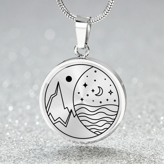 Star Mountain Circle Graphic Necklace