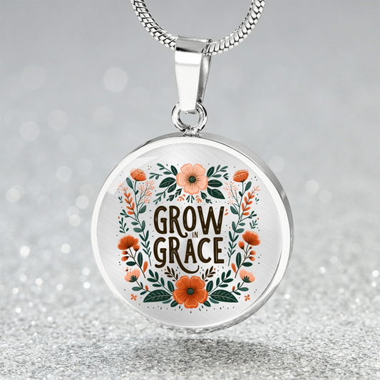 Grow in Grace Circle Graphic Necklace