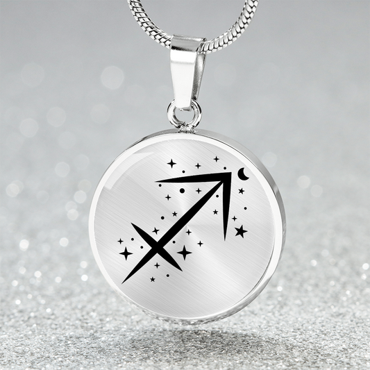 Sagittarius No Name Black Circle Graphic Necklace