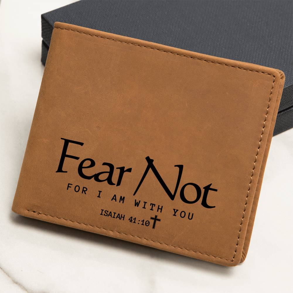 Fear Not Bible Psalm Leather Wallet | Christian Gift for Men