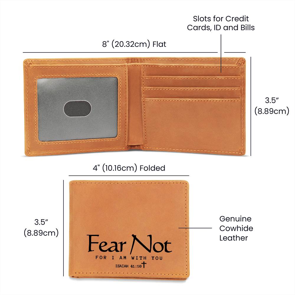 Fear Not Bible Psalm Leather Wallet | Christian Gift for Men