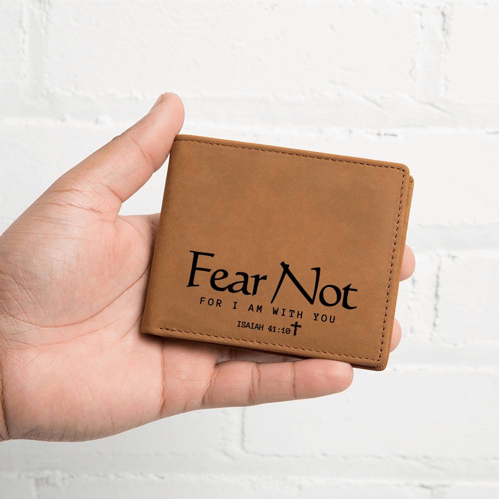 Fear Not Bible Psalm Leather Wallet | Christian Gift for Men