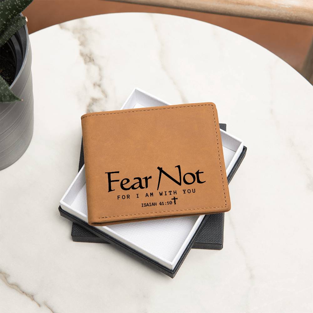 Fear Not Bible Psalm Leather Wallet | Christian Gift for Men