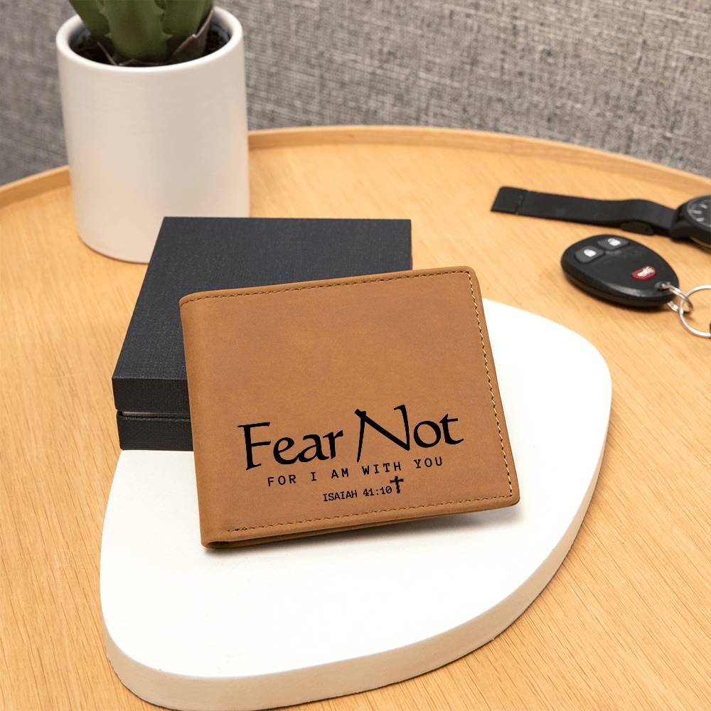 Fear Not Bible Psalm Leather Wallet | Christian Gift for Men