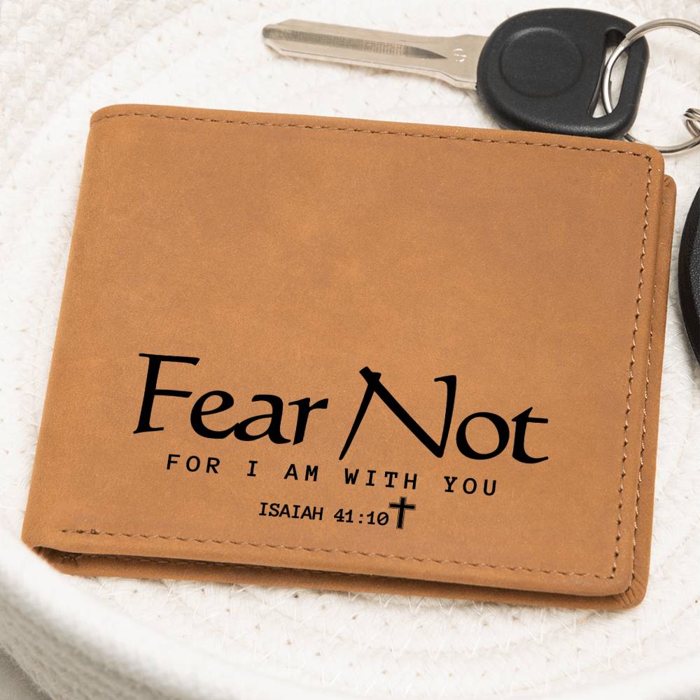 Fear Not Bible Psalm Leather Wallet | Christian Gift for Men