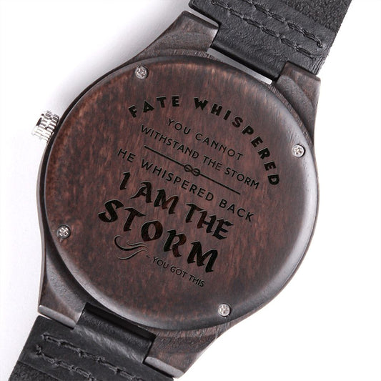 I am the storm Wood Men's Engraved Watch