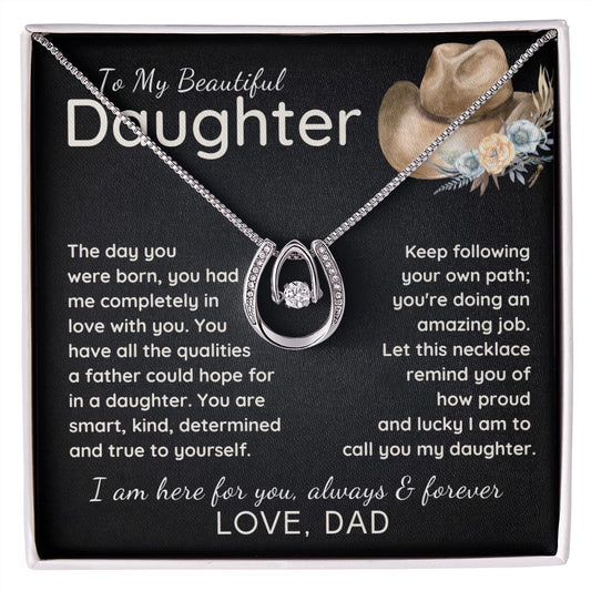 Daughter from Dad Lucky Horseshoe Necklace SHOP DF19HL