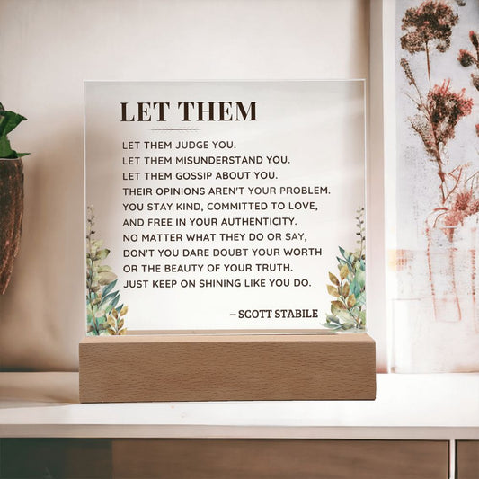 Let Them SCOTT STABILE Left outline Acrylic Plaque with LED Lamp Option