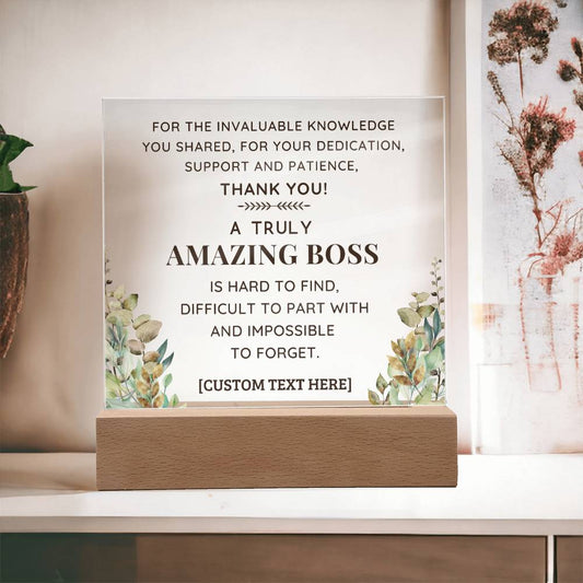 AMAZING BOSS Acrylic Plaque with LED Lamp Option - Workplace Gift