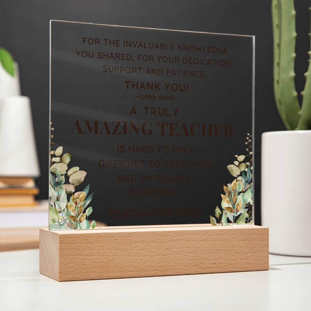 AMAZING TEACHER Acrylic Plaque with LED Lamp Option