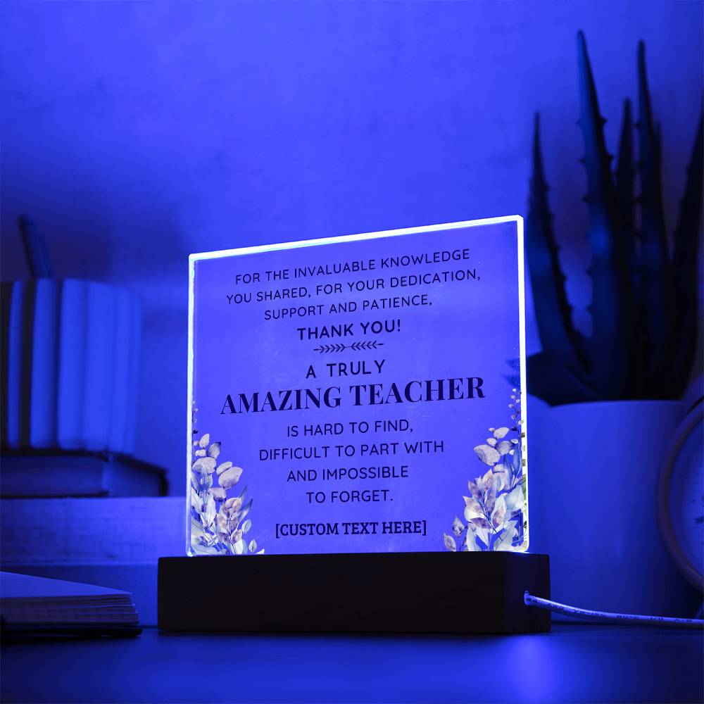 AMAZING TEACHER Acrylic Plaque with LED Lamp Option