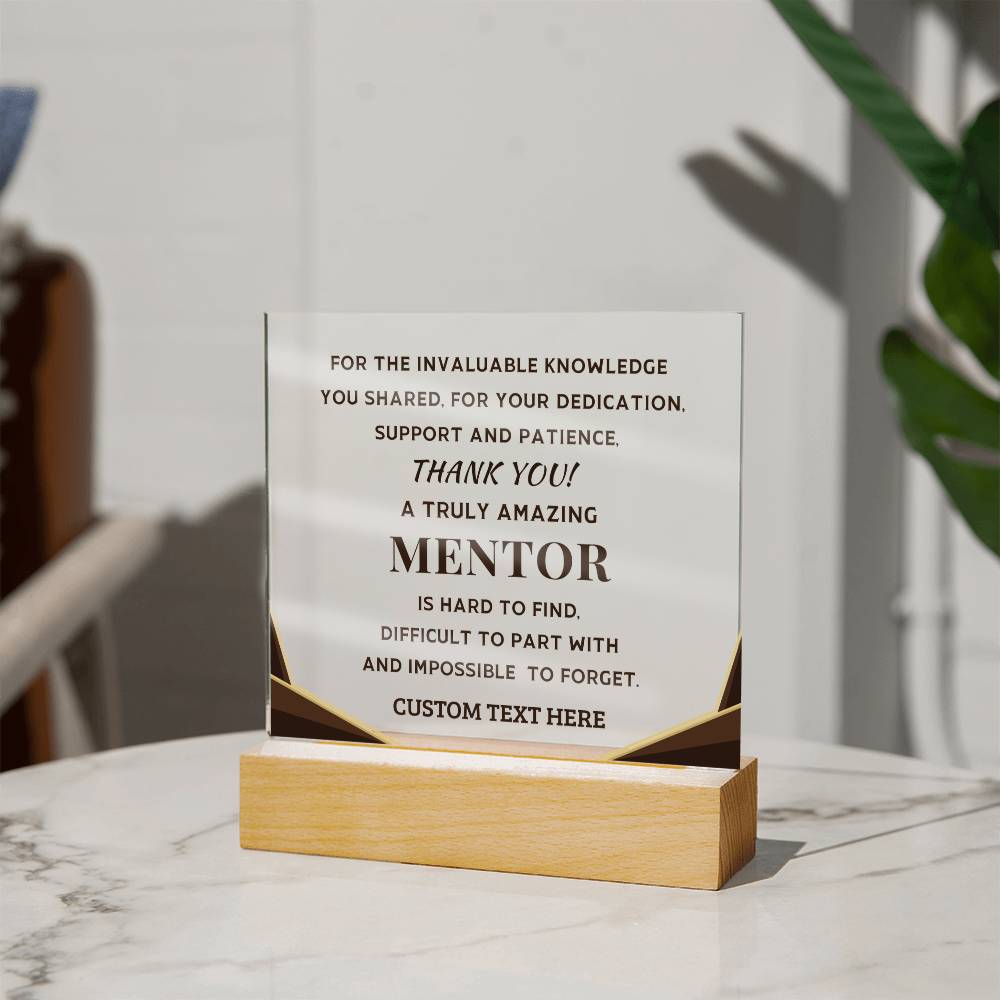 Mentor Appreciation Thank You Gift - Custom Acrylic LED Plaque