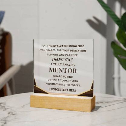 Mentor Appreciation Thank You Gift - Custom Acrylic LED Plaque