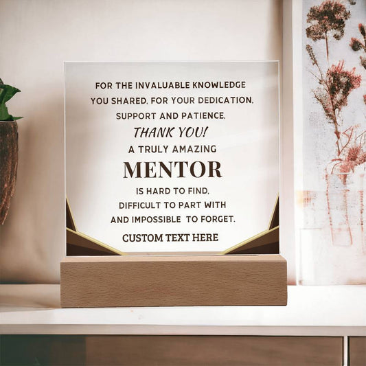 Mentor Appreciation Thank You Gift - Custom Acrylic LED Plaque