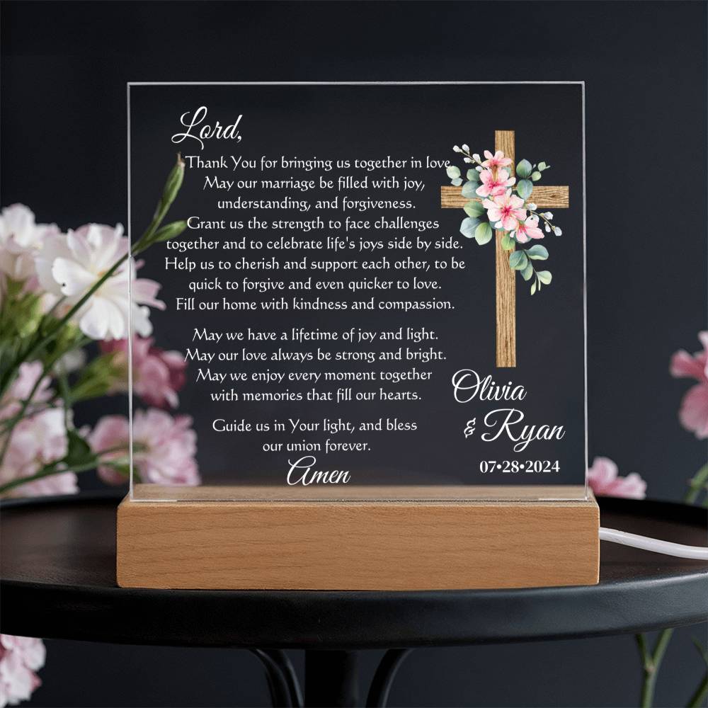 Custom Marriage Prayer for Bride and Groom - Personalized Wedding Gift for Newlyweds