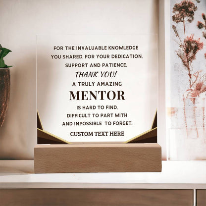 Mentor Appreciation Thank You Gift - Custom Acrylic LED Plaque