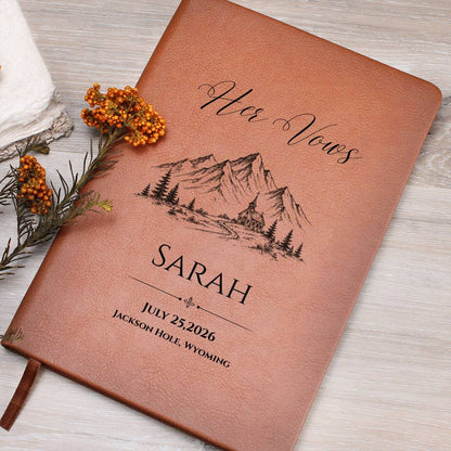 Wedding Vow Books for Couple, Personalized Country Mountain Engagement Gift