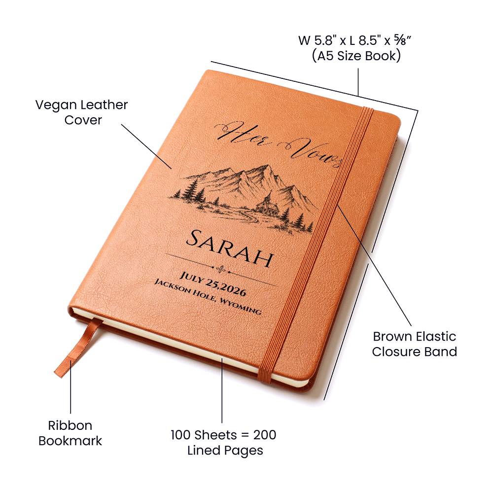 Wedding Vow Books for Couple, Personalized Country Mountain Engagement Gift