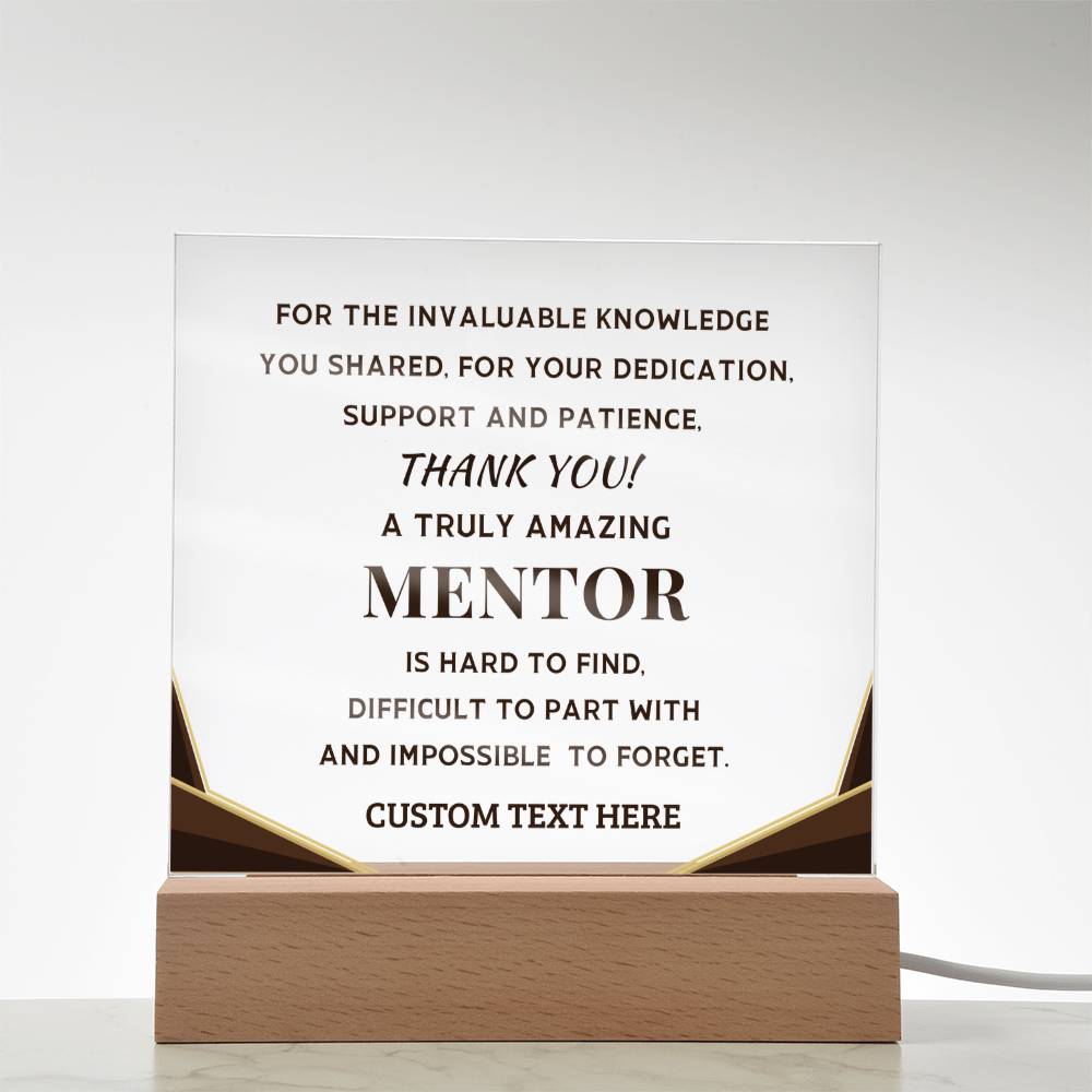 Mentor Appreciation Thank You Gift - Custom Acrylic LED Plaque