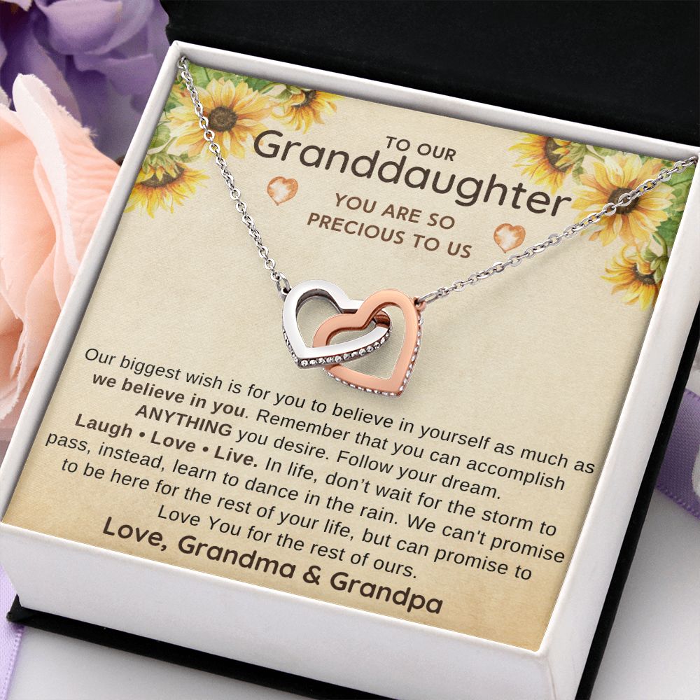 To Our Granddaughter Necklace from grandparents - Dance in The Rain - confirmation gifts for girls , 13th Birthday